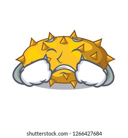 Crying kiwano fruit in shape a cartoon