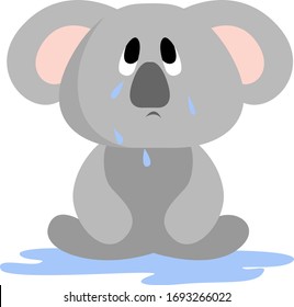 Crying koala, illustration, vector on white background