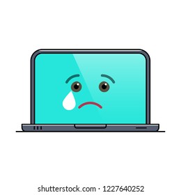 Crying Laptop Computer Isolated Emoticon Icon Stock Vector (Royalty ...