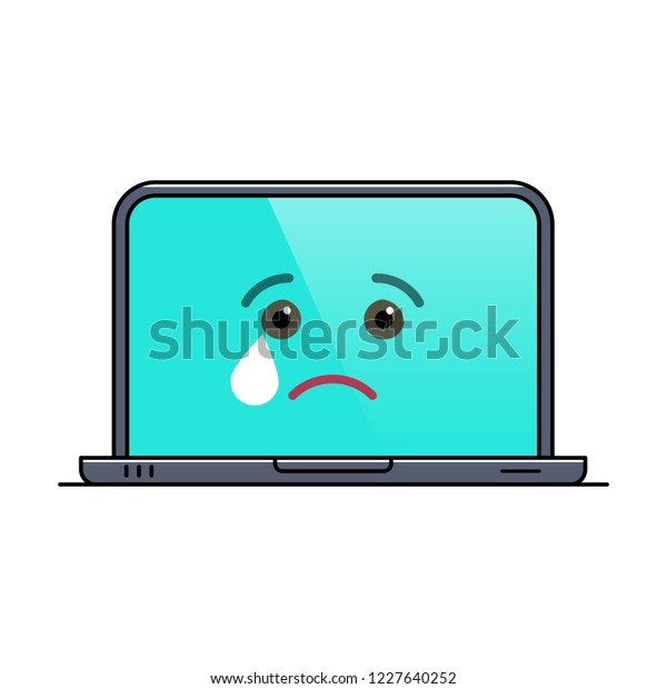 Crying Laptop Computer Isolated Emoticon Icon Stock Vector (Royalty ...