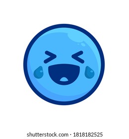 crying with laugh, blue outline emoji icon