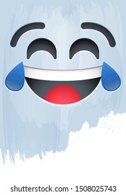 Crying of Laughter Happy Emotion face on paint vector illustration