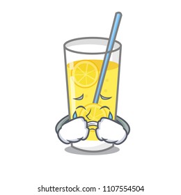 Crying lemonade mascot cartoon style