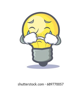 Crying light bulb character cartoon