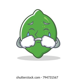 Crying lime mascot cartoon style