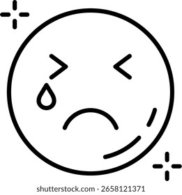 Design de ícone de vetor de linha de choro