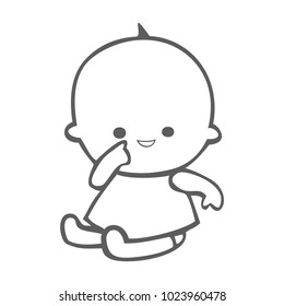 crying little boy silhouette vector illustration isolated on white