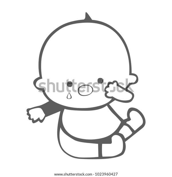 Crying Little Boy Silhouette Vector Illustration Stock Vector (Royalty ...