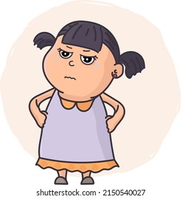 crying little girl vector illustration. Emotional expression