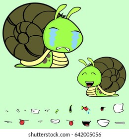 crying little snail cartoon expressions set in vector format very easy to edit