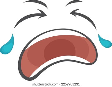 Crying loud emoji. Tearful face comic expression