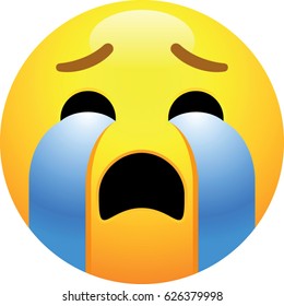 Crying Loudly Face Emoji Stock Vector (Royalty Free) 626379998 ...