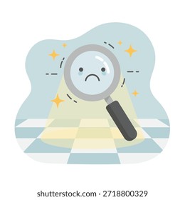 Chorando Ilustração de Vetor de Design Plano de Lupa para Página de Erro de Falha de Pesquisa de Interface do Usuário de Estado Vazio