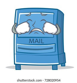 Crying mailbox character cartoon style