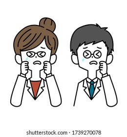 
Crying male and female doctor
