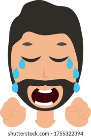 Crying man, illustration, vector on white background