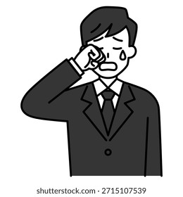Hombre llorando en ropa de luto
