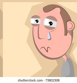 Crying man on yellow background vector Illustration