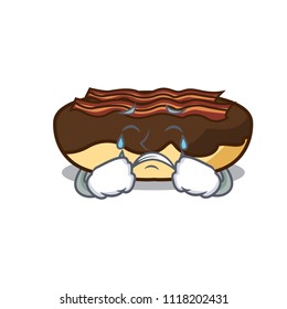 Crying maple bacon bar mascot cartoon