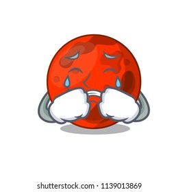 Crying mars planet mascot cartoon