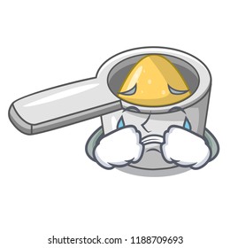 Crying metal measuring spoons isolated on mascot