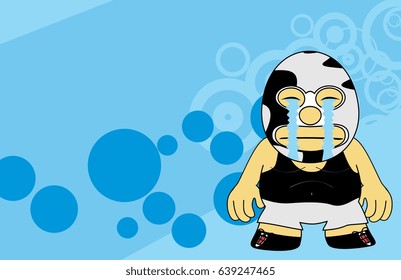 crying mexican wrestler cartoon expression background in vector format 