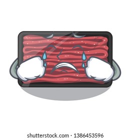 Crying minced meat in the cartoon fridge