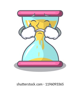 Crying modern hourglass on the table cartoon