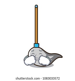 Crying mop mascot cartoon style