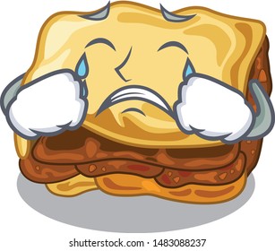 Crying moussaka isolated with in the cartoon style
