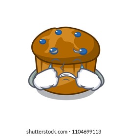 Crying mufin blueberry mascot cartoon