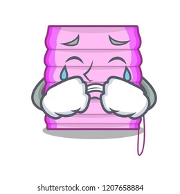 Crying new home window with blinds cartoon
