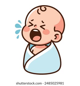 Crying Newborn Baby Cartoon Illustration