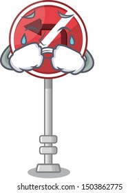Crying no left turn with cartoon shape