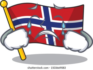 Crying norway flag is flown on character pole