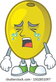 Crying olive oil cartoon mascot for herbal