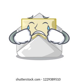 Crying open envelope on cartoon shape blank