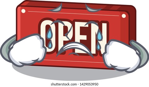 Crying open sign on the a charcter