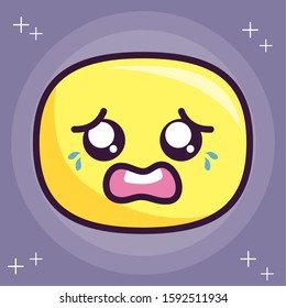 crying oval cartoon design, Kawaii expression cute character funny and emoticon theme Vector illustration