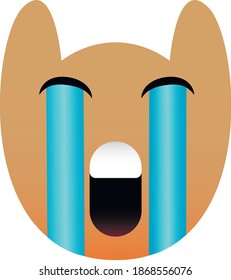 crying owl emoji of a set. loudly crying face smile