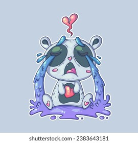 Crying Panda. Cartoon vector character. Trendy style. Vector illustration.