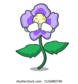 Crying pansy flower mascot cartoon