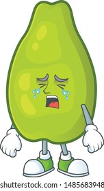 Crying papaya character cartoon with funny face