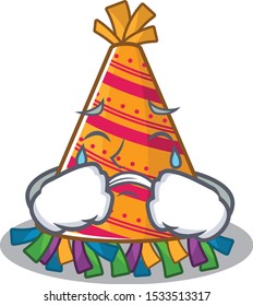 Crying party hat cartoon with character shape