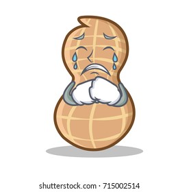 Crying peanut character cartoon style