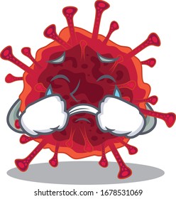 A Crying pedacovirus cartoon mascot design style