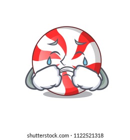 Crying peppermint candy mascot cartoon