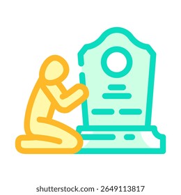 pessoa chorando mortalidade grave ícone de cor vetor. sinal de mortalidade grave da pessoa chorando. ilustração de símbolo isolado