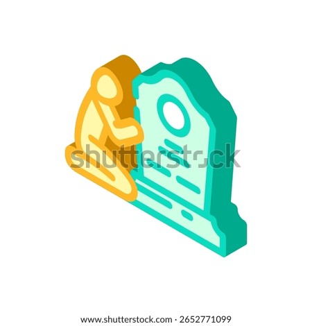 crying person grave mortality isometric icon vector. crying person grave mortality sign. isolated symbol illustration
