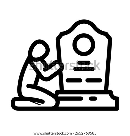 crying person grave mortality line icon vector. crying person grave mortality sign. isolated contour symbol black illustration